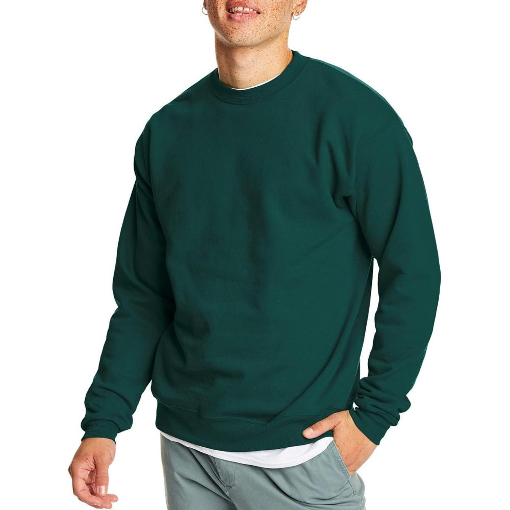 imageHanes Mens EcoSmart Sweatshirt 2 PackDeep Forest  1 Pack
