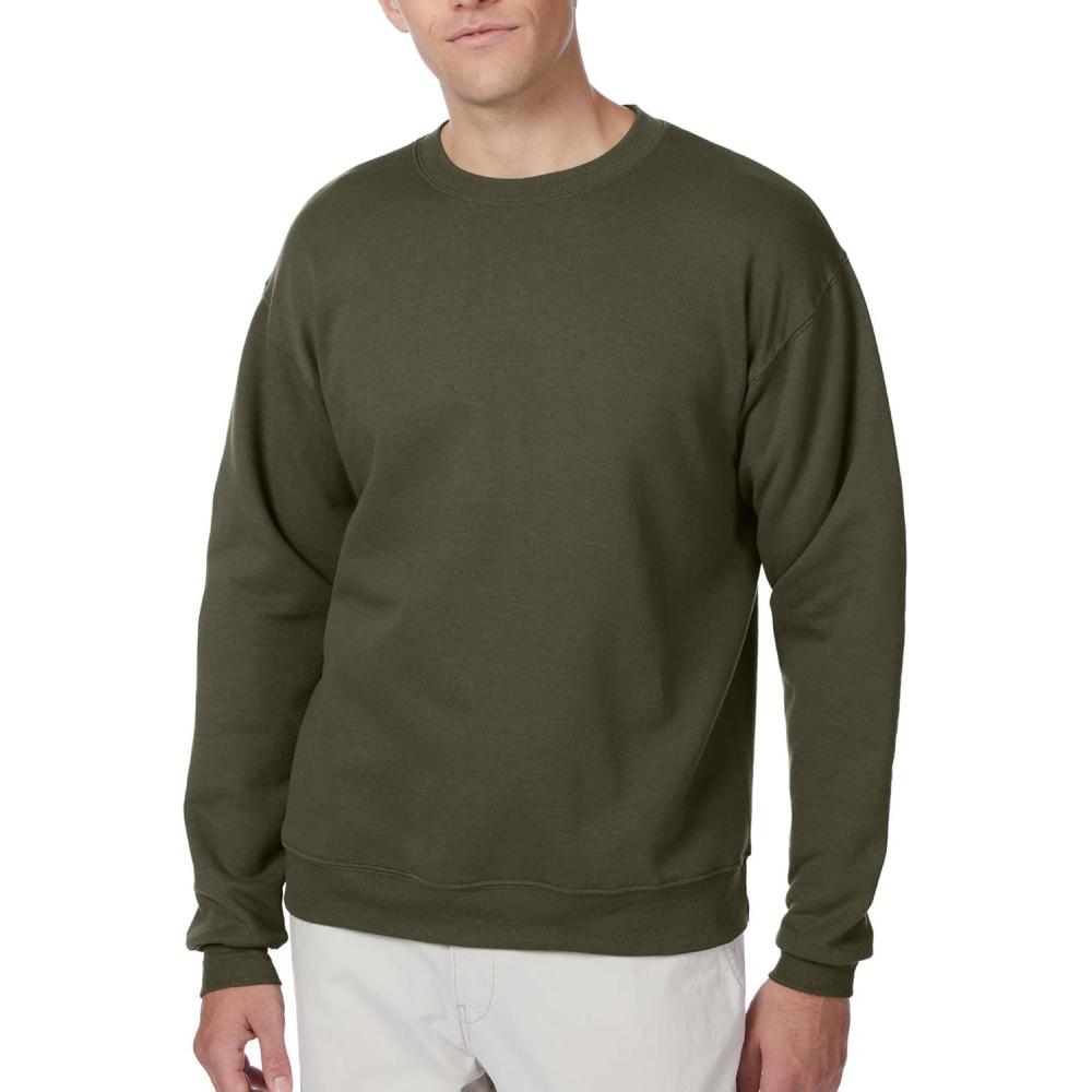 imageHanes Mens EcoSmart Sweatshirt 2 PackFatigue Green 1 Pack