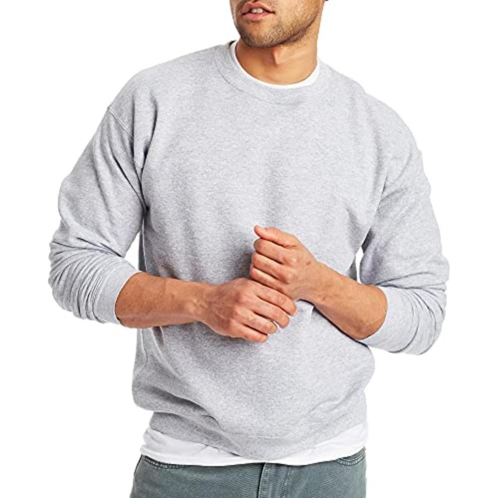 imageHanes Mens EcoSmart Sweatshirt 2 PackLight Steel  1 Pack