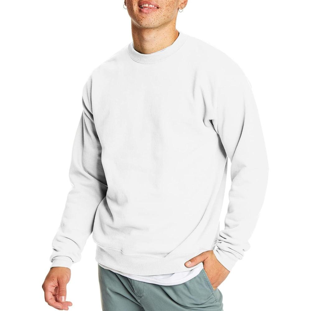 imageHanes Mens EcoSmart Sweatshirt 2 PackWhite  1 Pack