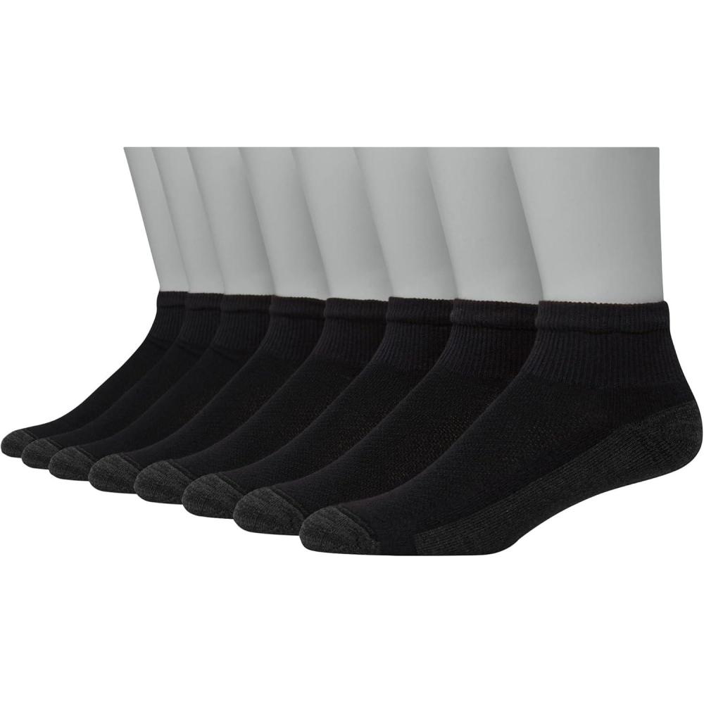 imageHanes Mens Max Cushioned Ankle Socks MultipacksBlack  8 Pack