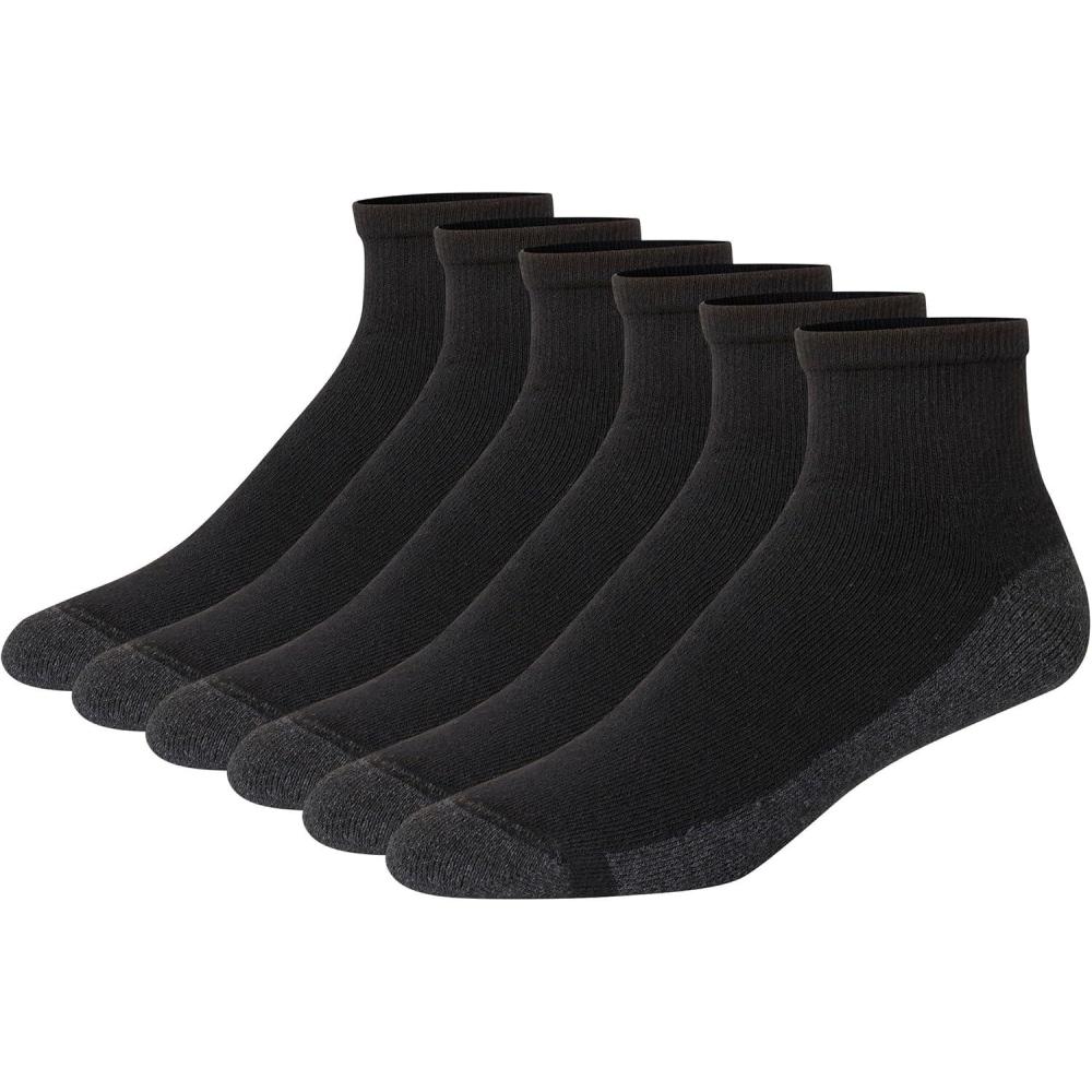 imageHanes Mens Max Cushioned Ankle Socks MultipacksBlackGrey  6 Pack