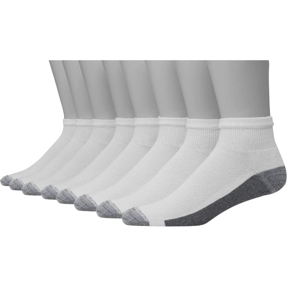 imageHanes Mens Max Cushioned Ankle Socks MultipacksWhite  8 Pack