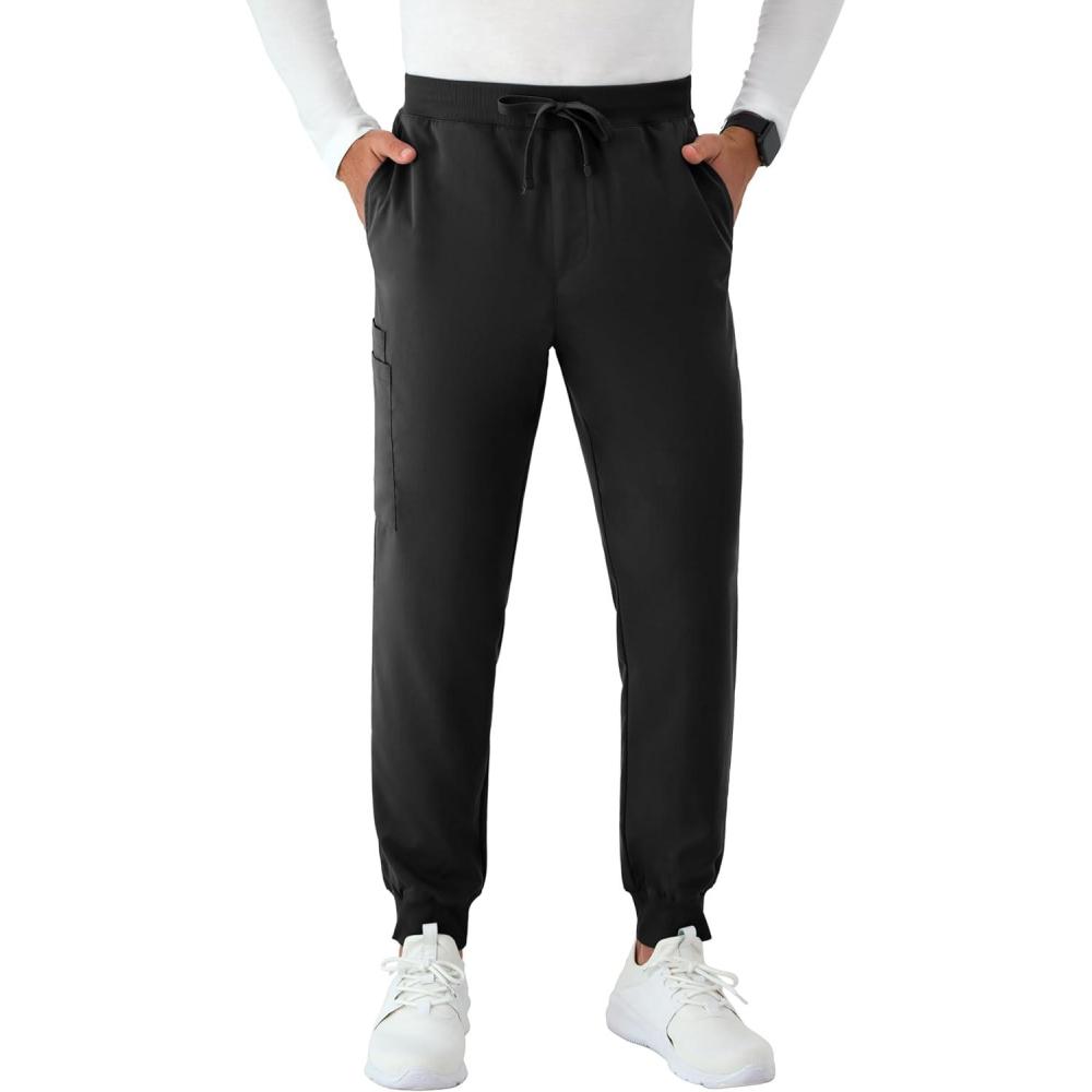 imageHanes Mens Scrubs Healthcare Joggers Scrub Joggers for Men MoistureWicking ampamp Odor Control Multiple PocketsNew Ebony