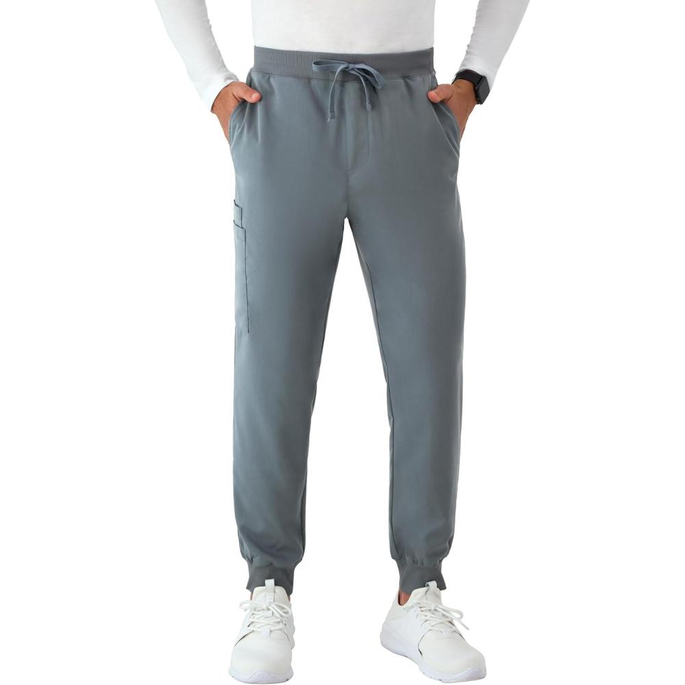 imageHanes Mens Scrubs Healthcare Joggers Scrub Joggers for Men MoistureWicking ampamp Odor Control Multiple PocketsSlate Grey