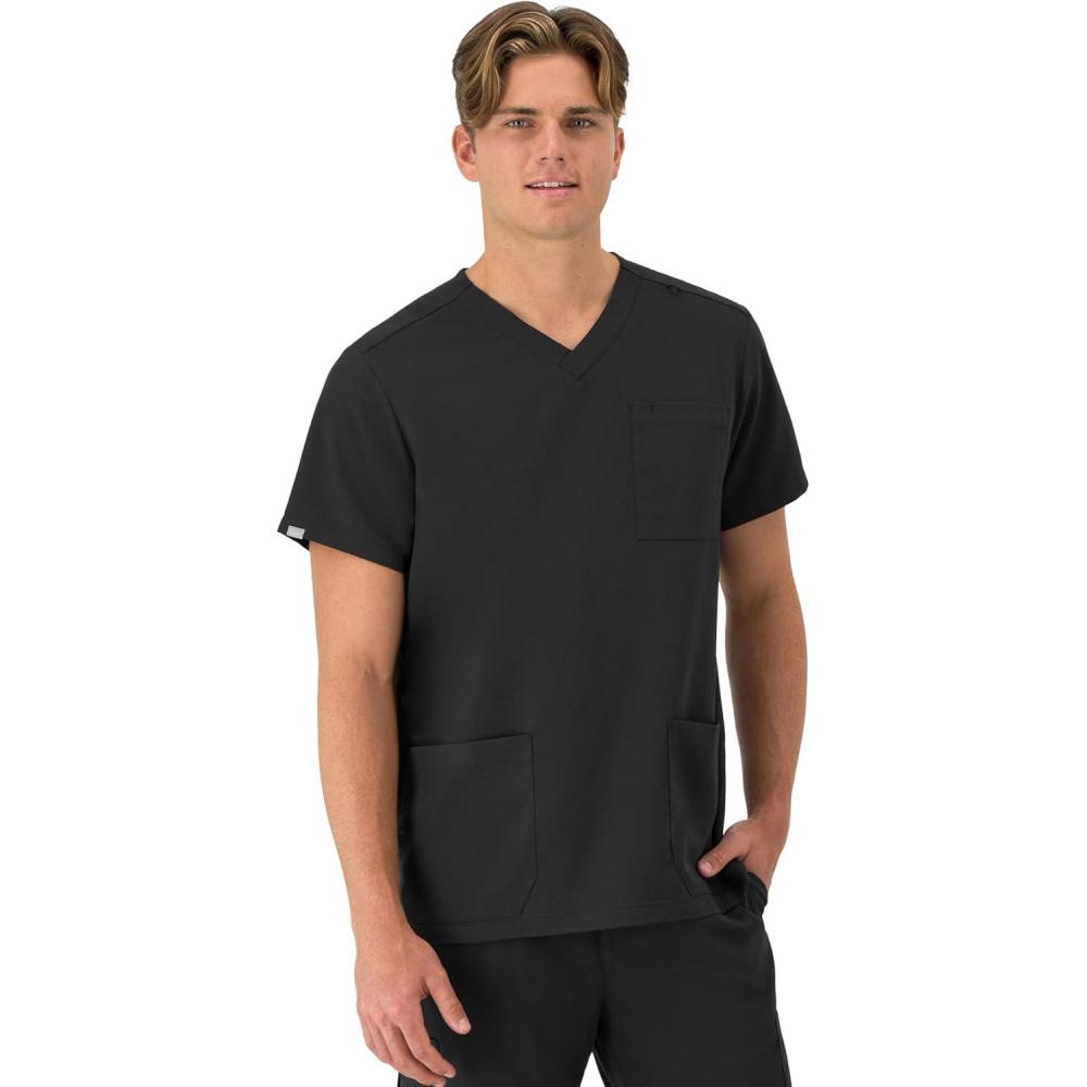 imageHanes Mens Scrubs Healthcare Top MoistureWicking Stretch Scrub Shirts for Men Odor ControlNew Ebony