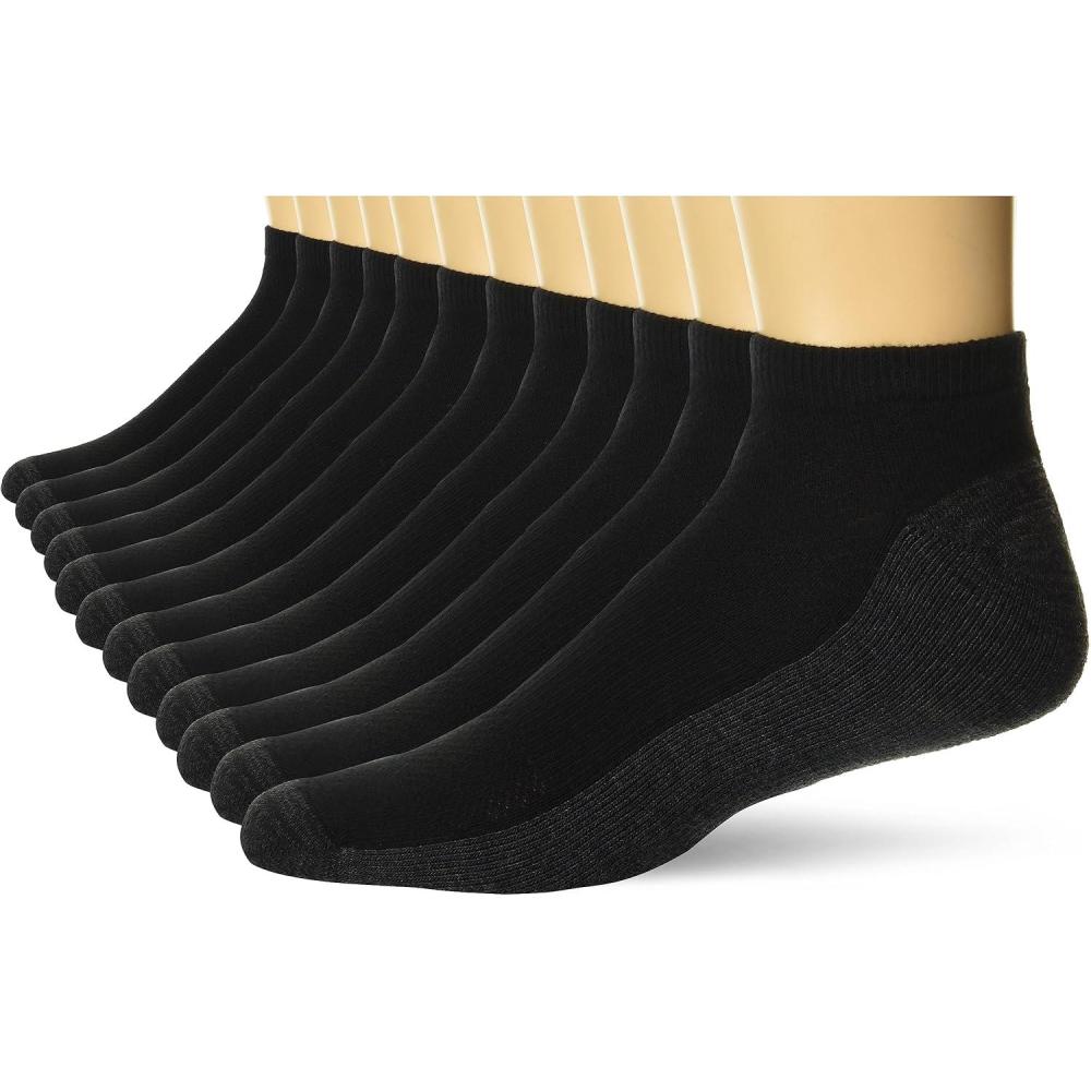 imageHanes Mens Socks XTemp Cushioned Low Cut Socks 12PackBlack