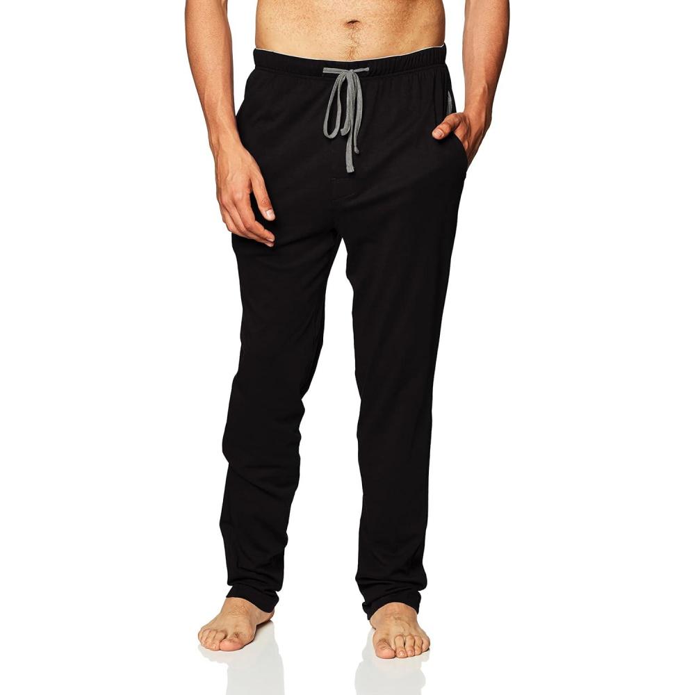 imageHanes Mens Solid Knit Sleep Pant with Pockets and DrawstringBlack