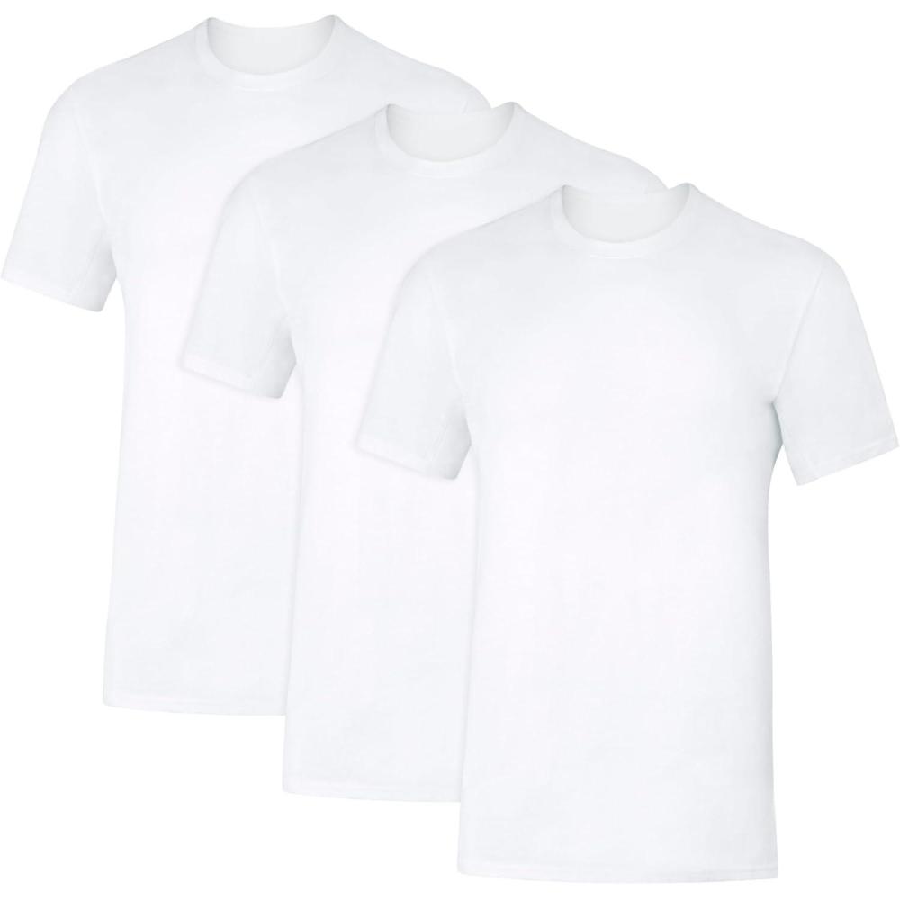 imageHanes Mens Sweat Block Undershirt Underarm Sweat Blocking Tee White Crewneck TShirt 3PackWhite