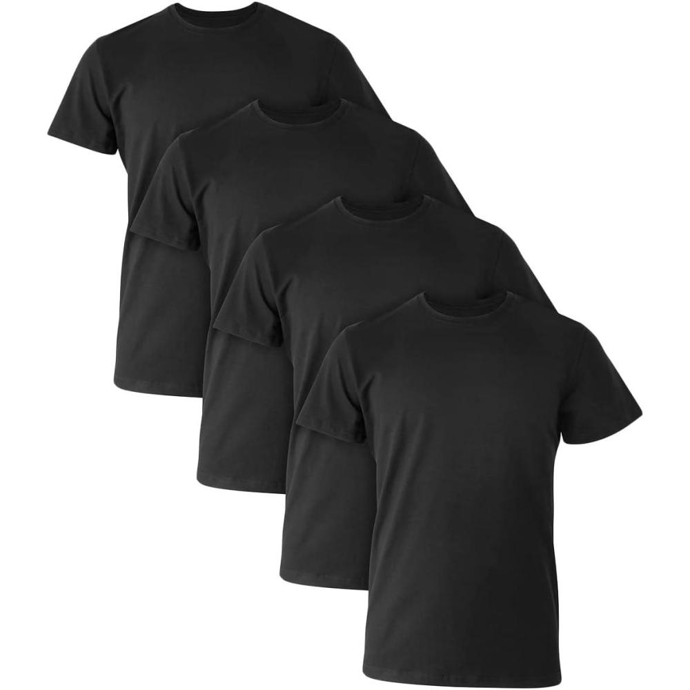 imageHanes Mens Ultimate Comfort Fit Undershirt Mens Crewneck StretchCotton TShirt 4PackBlack 4 Pack