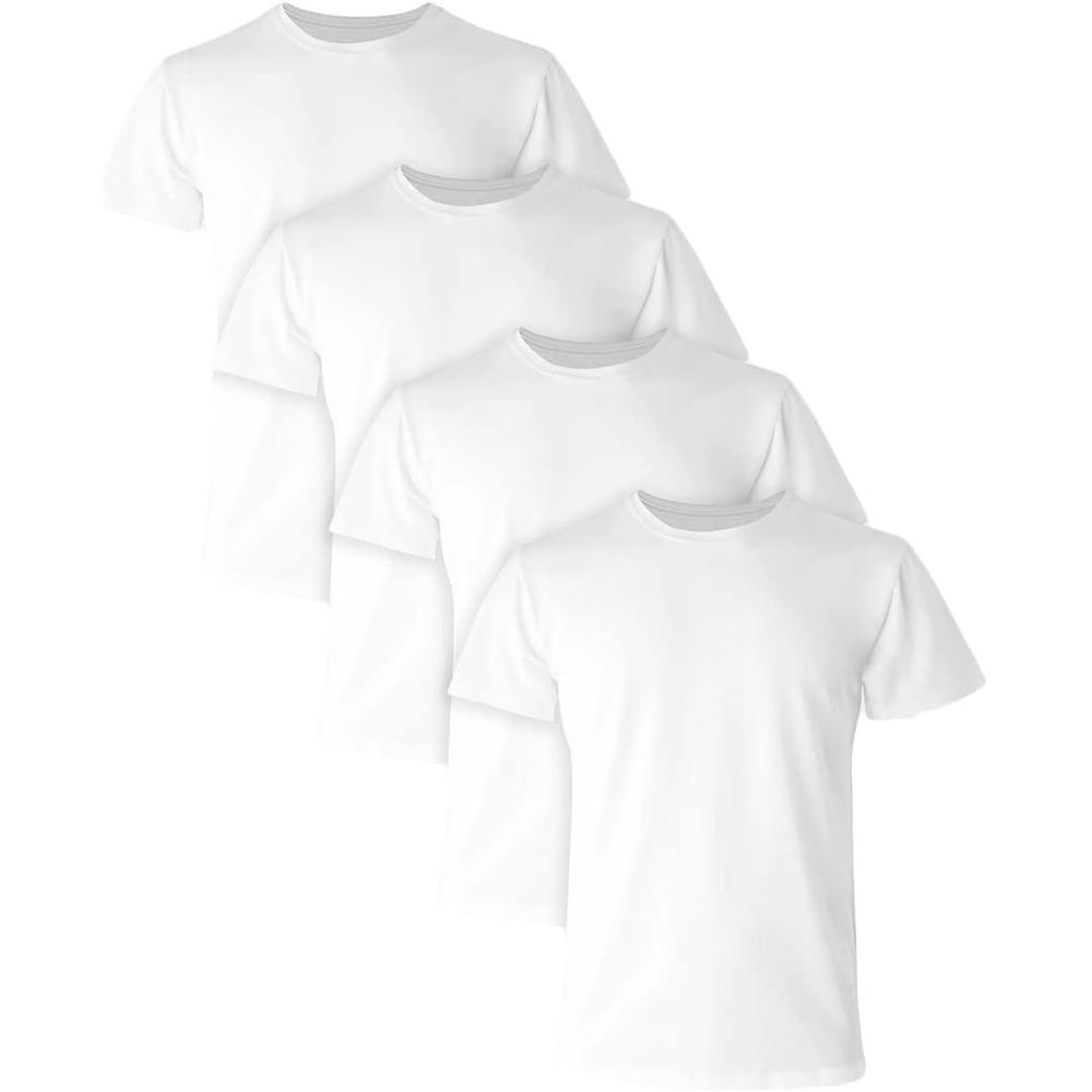 imageHanes Mens Ultimate Comfort Fit Undershirt Mens Crewneck StretchCotton TShirt 4PackWhite 4 Pack
