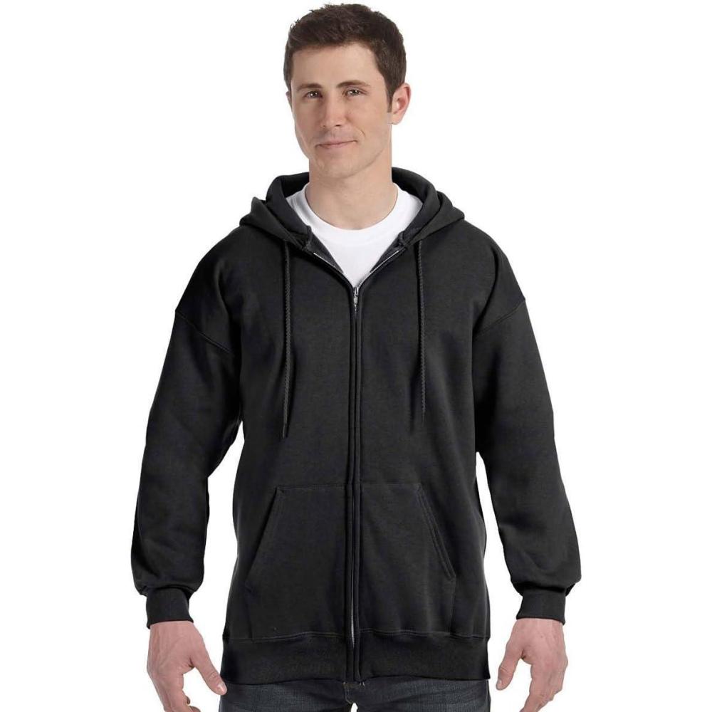 imageHanes Mens Ultimate FullZip Hoodie Mens Hooded Fleece Sweatshirt with ZipperBlack