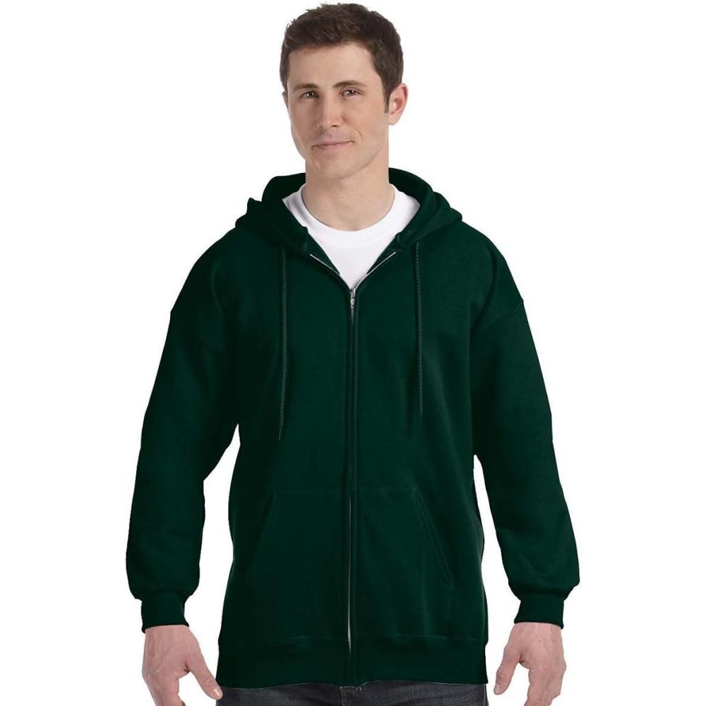 imageHanes Mens Ultimate FullZip Hoodie Mens Hooded Fleece Sweatshirt with ZipperDeep Forest