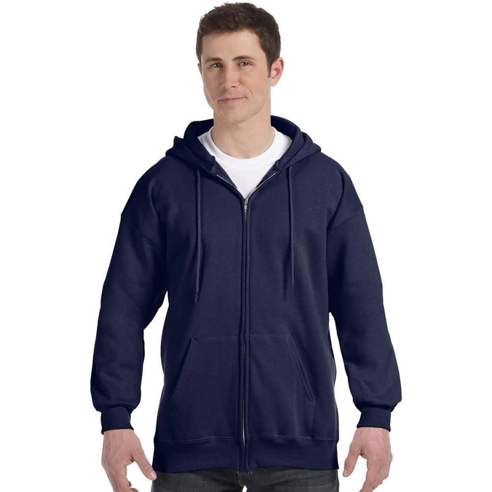 imageHanes Mens Ultimate FullZip Hoodie Mens Hooded Fleece Sweatshirt with ZipperNavy
