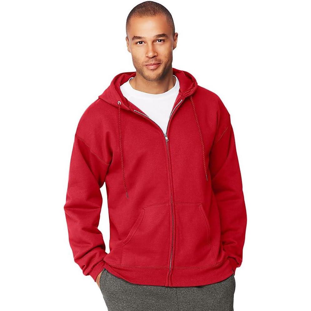 imageHanes Mens Ultimate FullZip Hoodie Mens Hooded Fleece Sweatshirt with ZipperRed