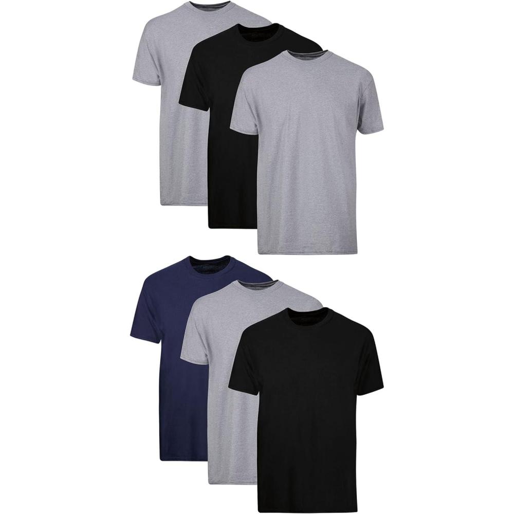 imageHanes Mens Undershirt Packs StayTucked Soft Cotton Undershirts Best Undershirts for Men WhiteBlackAsstd MultipacksBlackGreyBlue Assorted 6 Pack