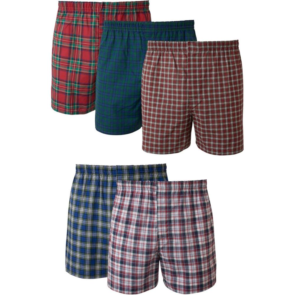 imageHanes Mens Underwear Boxers Pack Cool ampamp Breathable Cotton Underwear MoistureWicking Boxers for MenAssorted Plaid 5 Pack