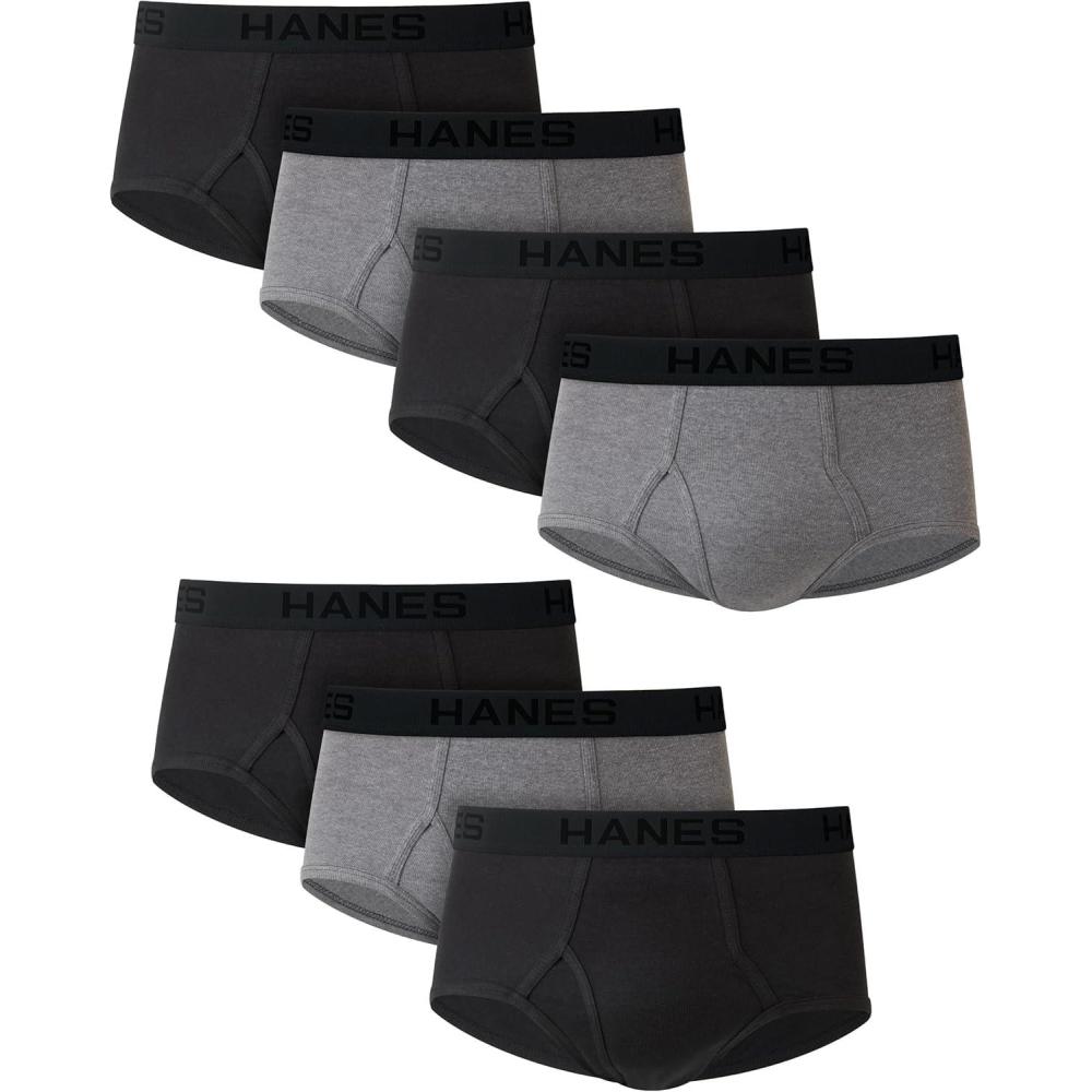 imageHanes Mens Underwear Briefs Pack 7Pack MoistureWicking Underwear for Men Everyday BriefsGrayBlack 7 Pack