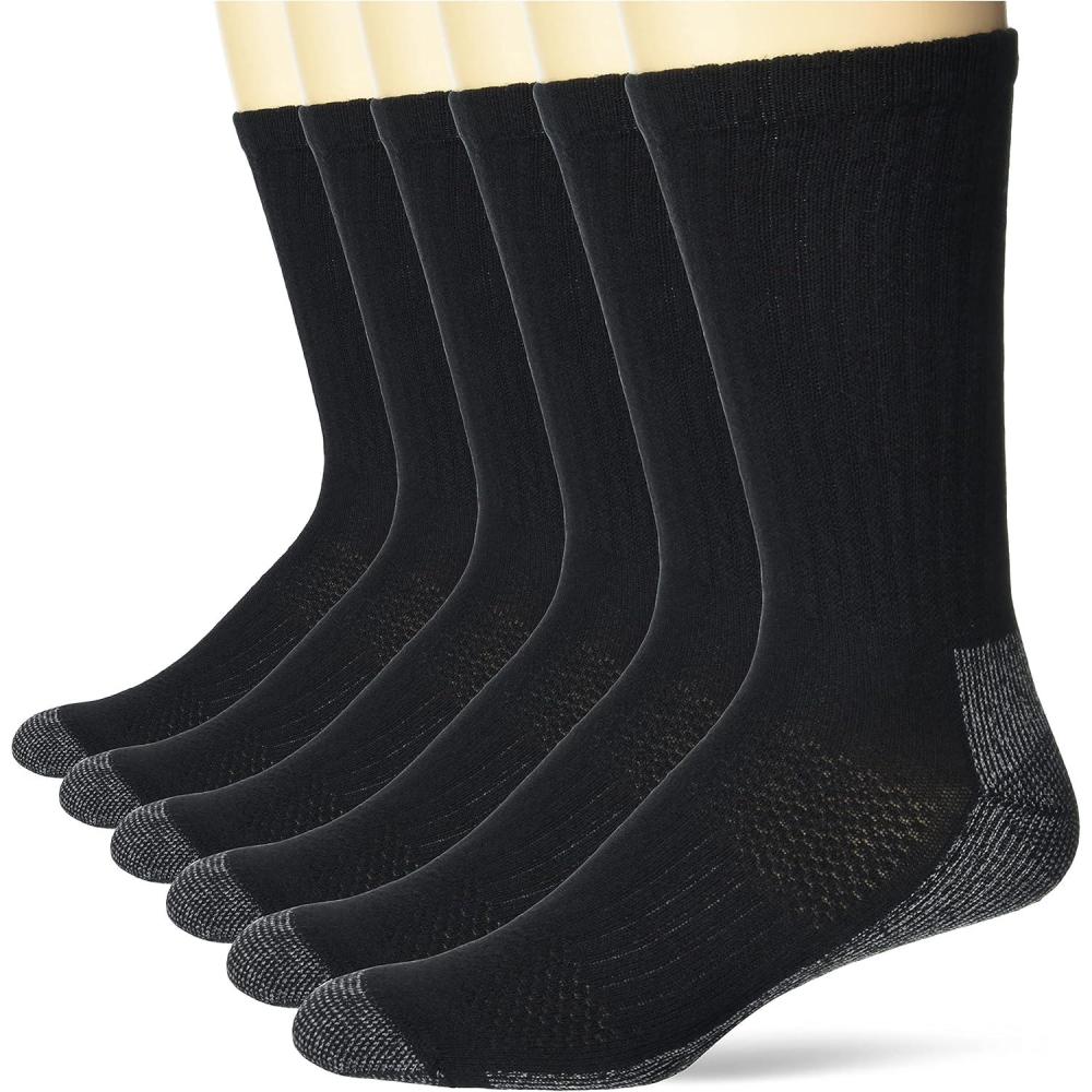 imageHanes Mens Work Socks Cushioned Crew Socks MoistureWicking Socks ampamp Odor Control Black ampamp White 6 ampamp 12 Pack AvailableBlack