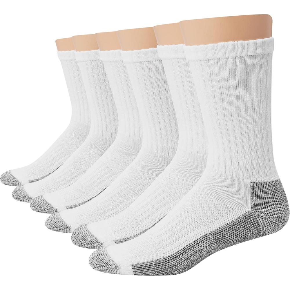 imageHanes Mens Work Socks Cushioned Crew Socks MoistureWicking Socks ampamp Odor Control Black ampamp White 6 ampamp 12 Pack AvailableWhite
