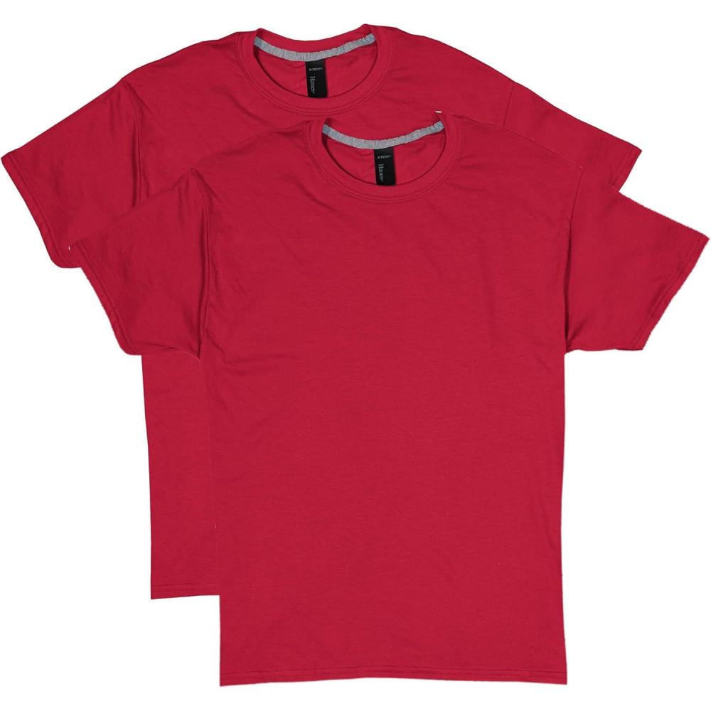 imageHanes Mens XTemp Performance TShirt Pack Cotton Blend MoistureWicking Tees for Men 2PackDeep Red