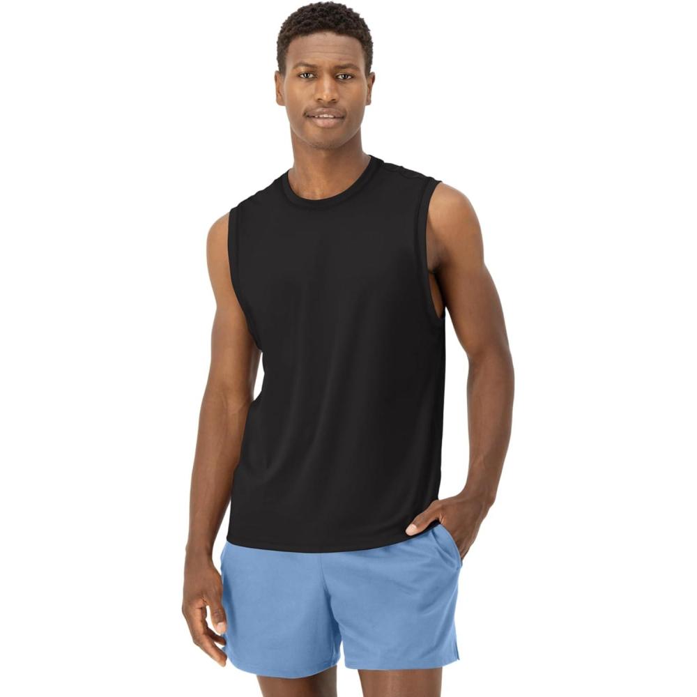 imageHanes Moves Performance Men MoistureWicking Tank Top 4Way StretchBlack