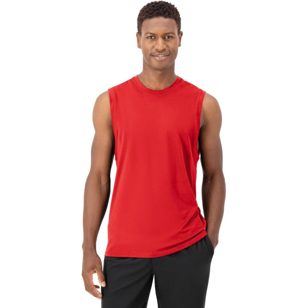 imageHanes Moves Performance Men MoistureWicking Tank Top 4Way StretchHolly Berry Red