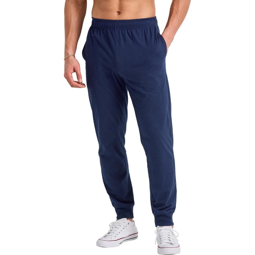 imageHanes Originals Cotton Joggers Jersey Sweatpants for Men with PocketsAthletic Navy