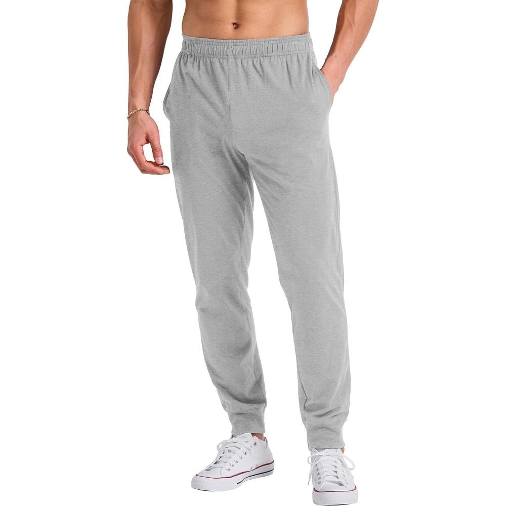 imageHanes Originals Cotton Joggers Jersey Sweatpants for Men with PocketsLight Steel