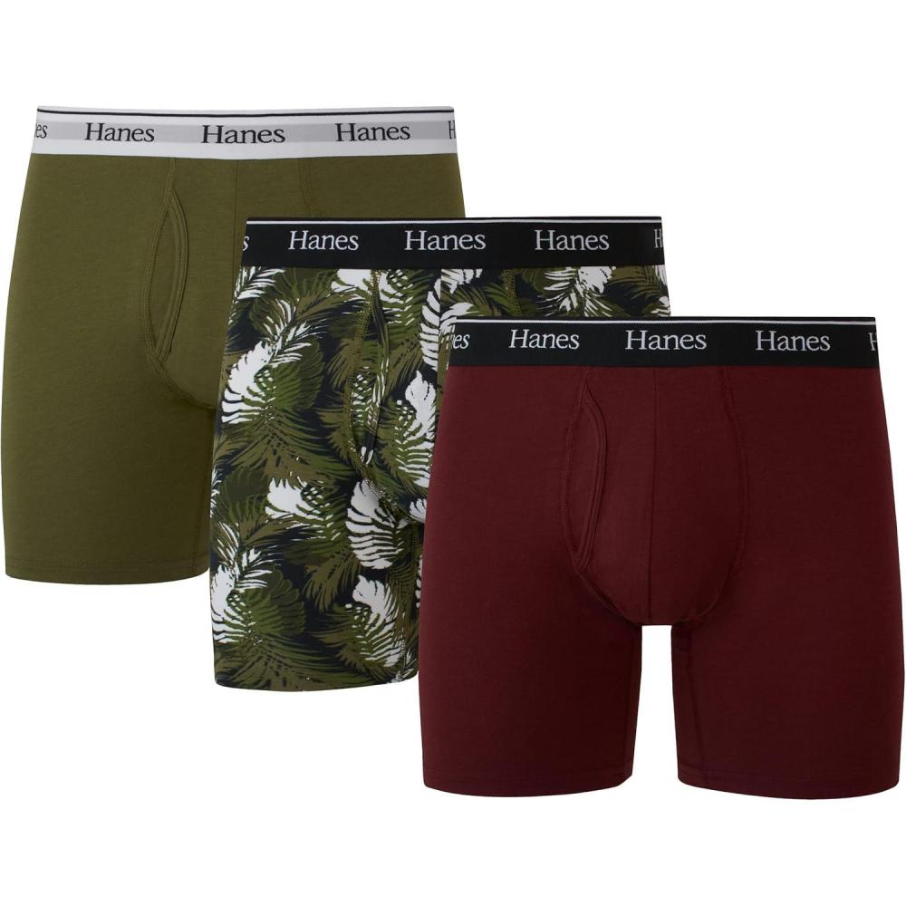 imageHanes Originals Mens Boxer Briefs ampamp Trunks Stretch Cotton MoistureWicking Underwear Modern Fit Low Rise MultipacksRegular Leg MaroonCargo Olive 3 Pack