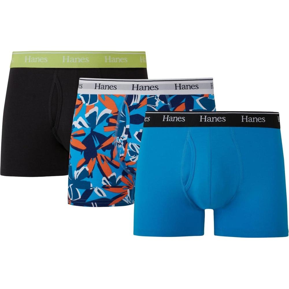 imageHanes Originals Mens Boxer Briefs ampamp Trunks Stretch Cotton MoistureWicking Underwear Modern Fit Low Rise MultipacksTrunks BlueBlack 3 Pack