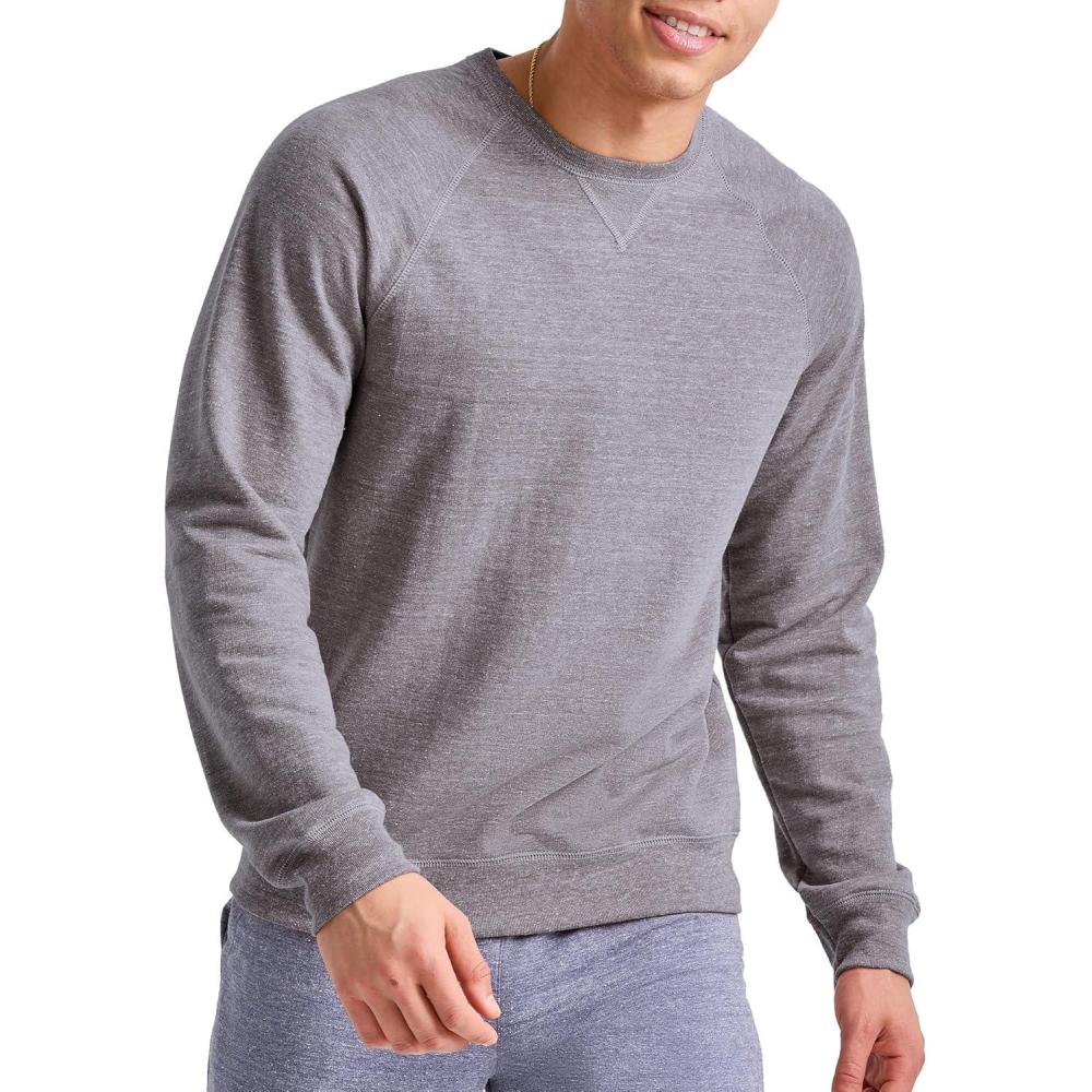 imageHanes Originals Mens French Terry Sweatshirt TriBlend Crewneck Sweatshirt for MenBlack 50r Pe Heather