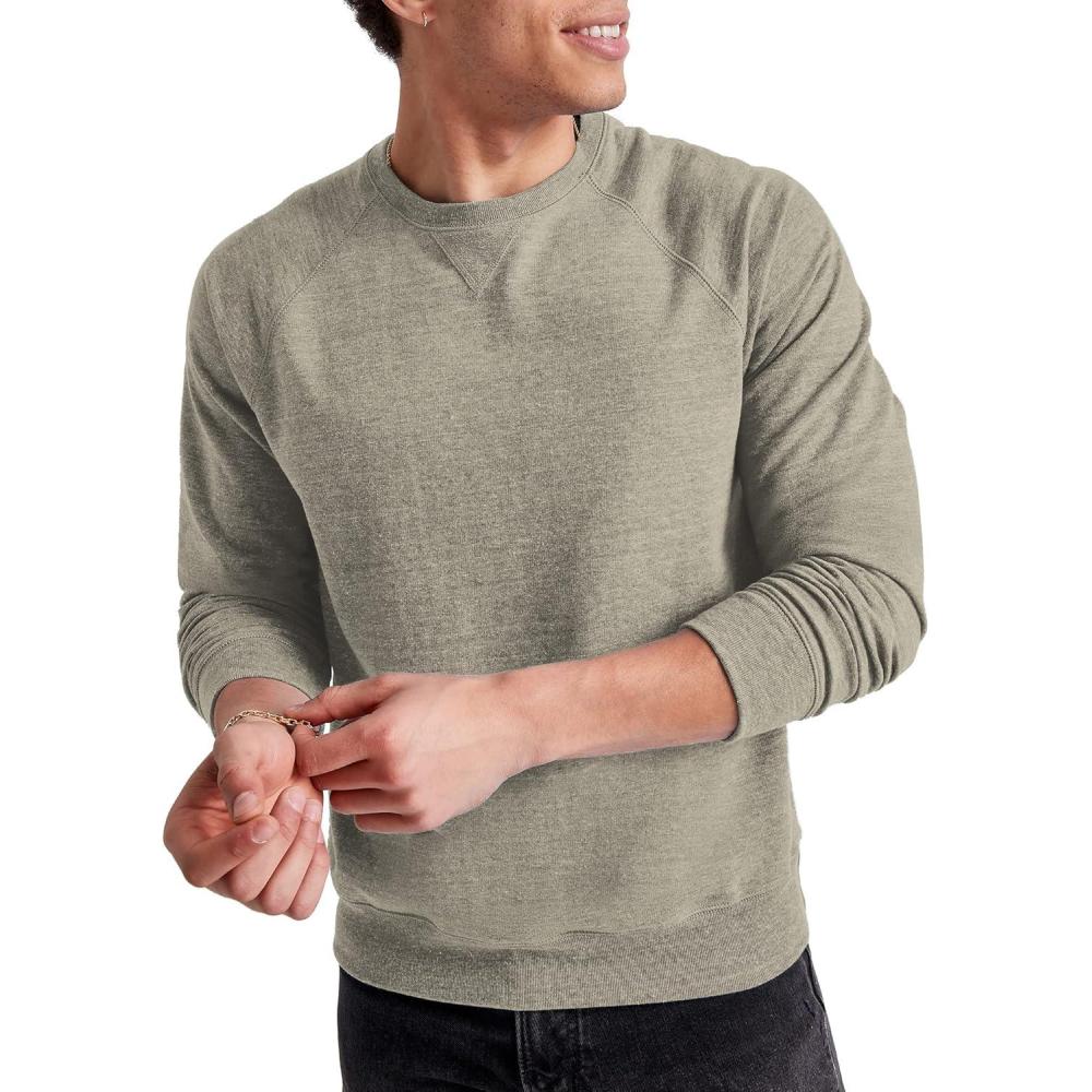 imageHanes Originals Mens French Terry Sweatshirt TriBlend Crewneck Sweatshirt for MenCamouflage Green Pe Heather