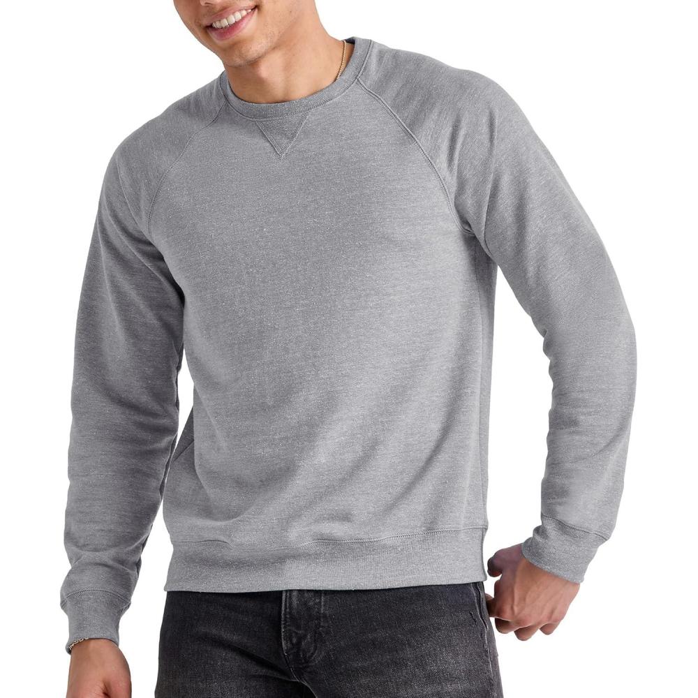 imageHanes Originals Mens French Terry Sweatshirt TriBlend Crewneck Sweatshirt for MenConcrete Pe Heather