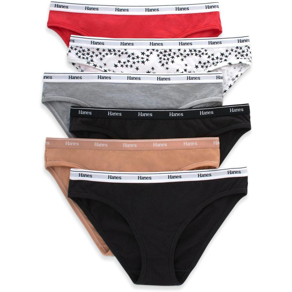 imageHanes Originals Womens Underwear Bikini Panties Stretch Cotton Underwear Basic Assorted Colors 6Pack