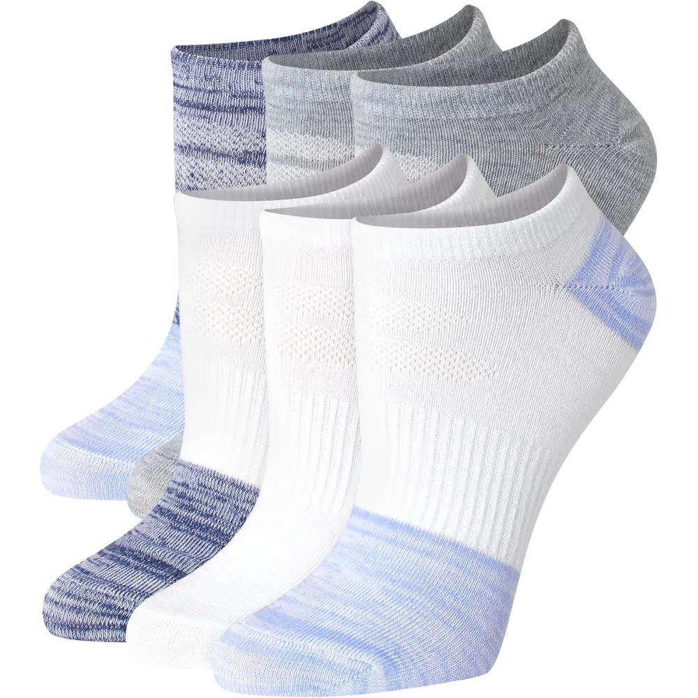 imageHanes Performance No Show Lightweight XTemp Cooling Socks for Women 6PackBlue