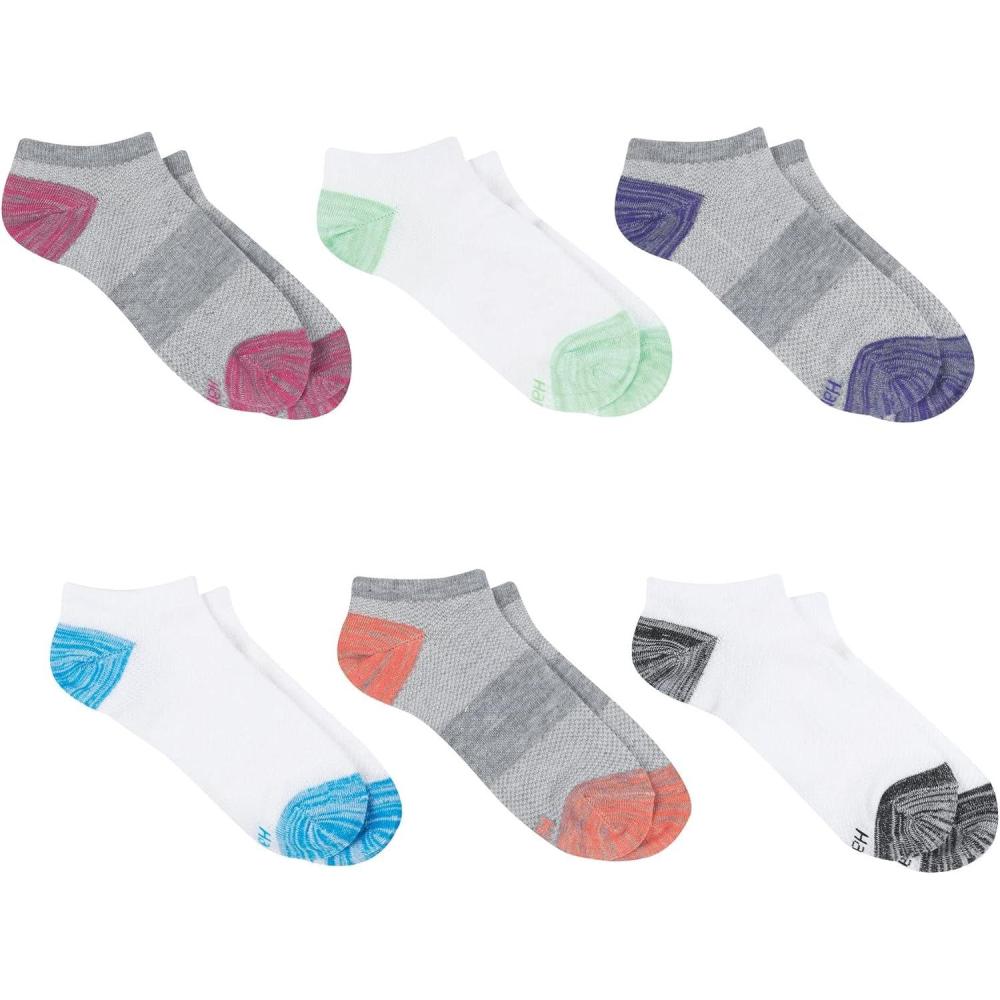 imageHanes Performance No Show Lightweight XTemp Cooling Socks for Women 6PackGreyWhite