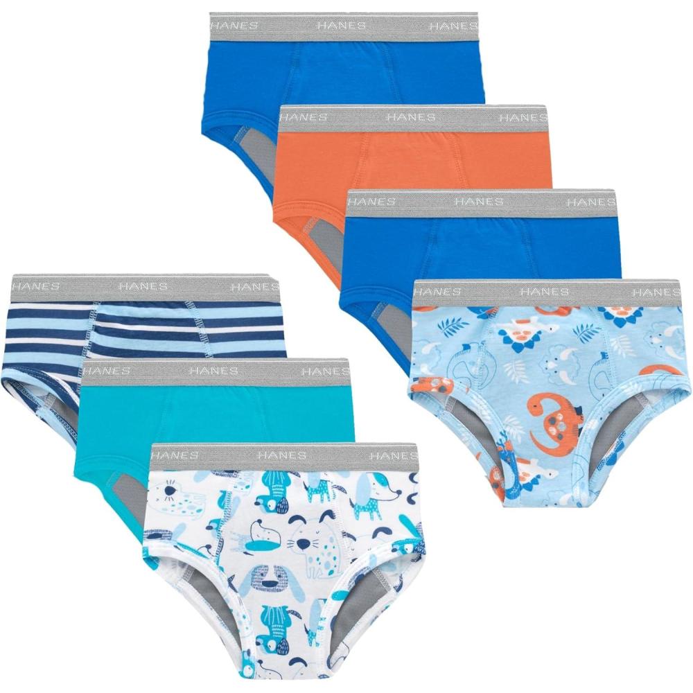 imageHanes Toddler Boys Potty Trainer Underwear Light Leaks Boxer Briefs ampamp Briefs Available 6 ampamp 7 PackBlueOrange  7 Pack