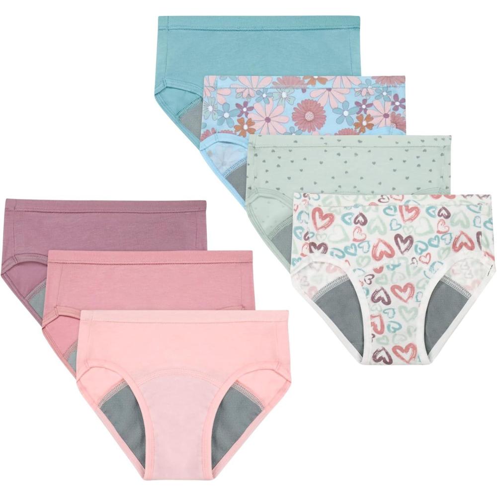 imageHanes Toddler Girls Potty Trainer Brief MoistureWicking Panty Odor Protection Potty Trainer Underwear 6PackMauveHeartsFloral 7 Pack