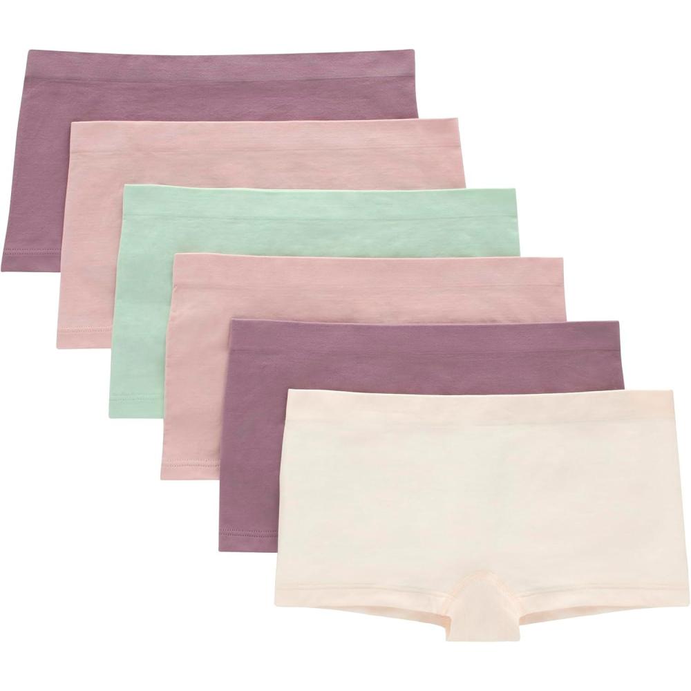 imageHanes Tween Girls Underwear Seamless Girls Panties Boyshort ampamp Hipster Assorted Colors 6PackIvoryMintPinkPlum 6 Pack