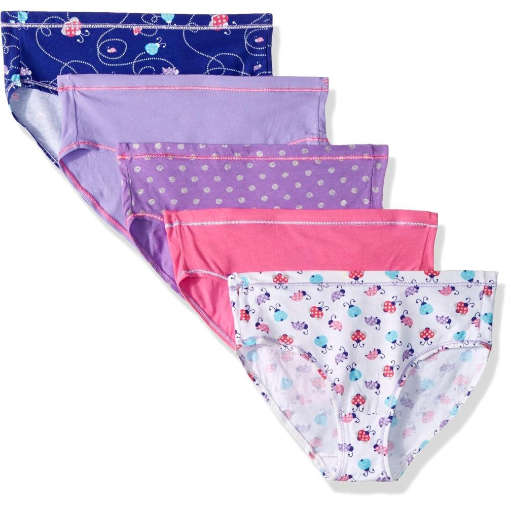 imageHanes Ultimate Girls Underwear Cotton Stretch Panties Briefs Bikinis ampamp Hipsters 5PackPink Print Assorted