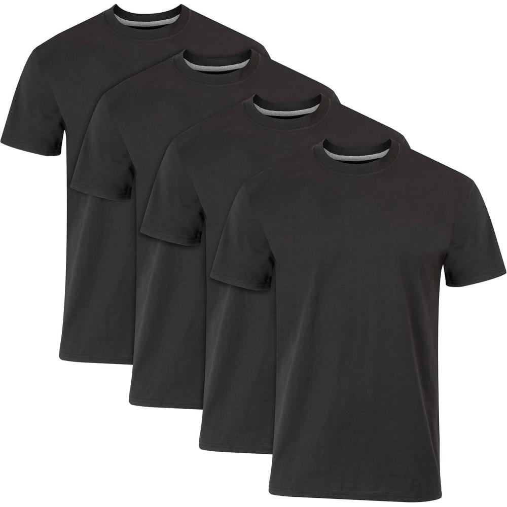 imageHanes Ultimate Mens Fresh Iq Slim Fit Crew Undershirt 4PackBlack 4 Pack