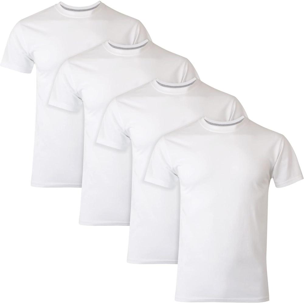 imageHanes Ultimate Mens Fresh Iq Slim Fit Crew Undershirt 4PackWhite  4 Pack