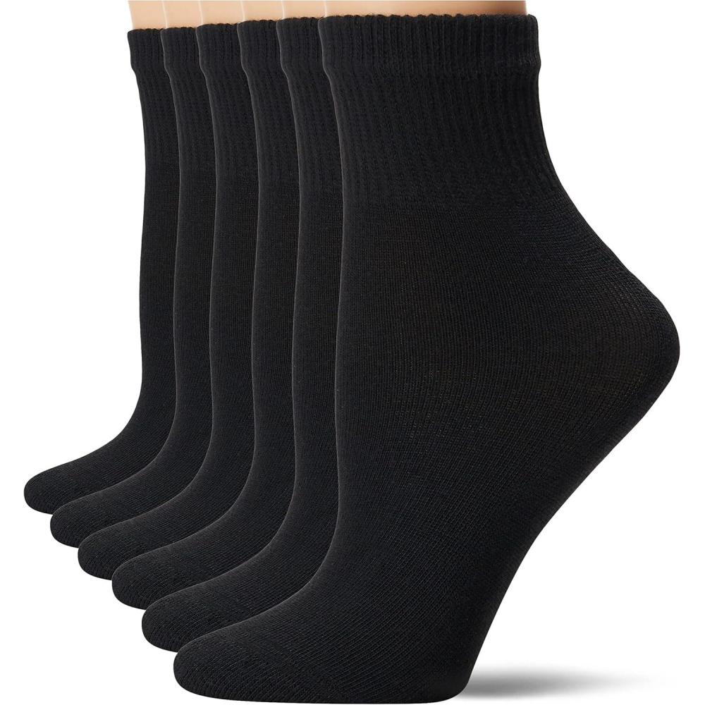 imageHanes Ultimate womens Ankle Socks Comfort Toe Seamed White ampamp Black Available 6packBlack 6 Pack