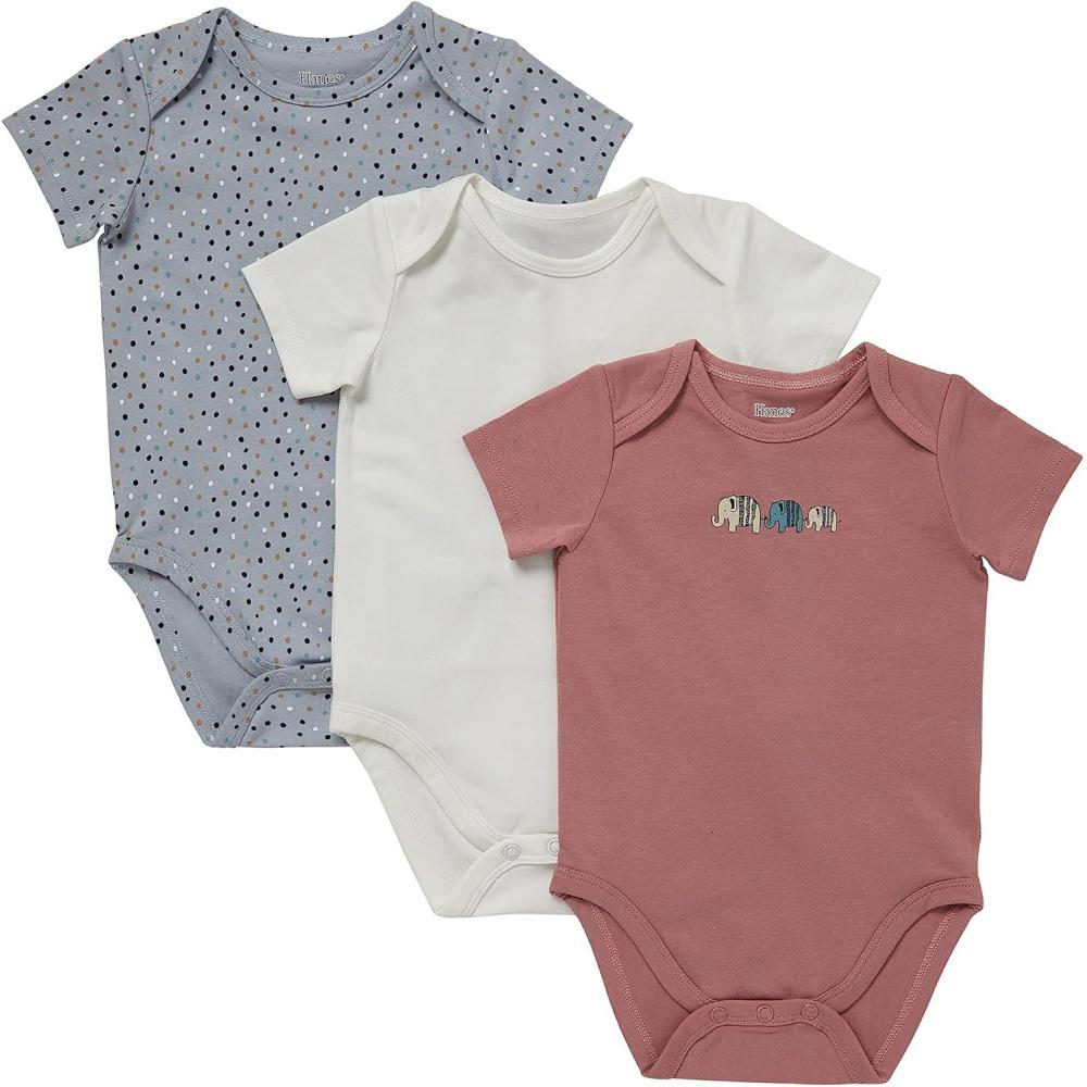 imageHanes Unisex Baby Pure Comfort Short Sleeve Bodysuits Infant Bodysuits Boys ampamp Girls 3packSilverBeigeRust