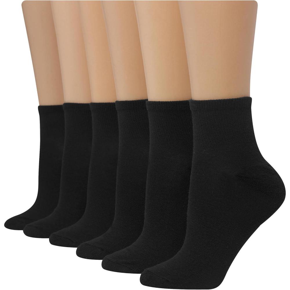 imageHanes Womens 6Pair Comfort Fit Ankle SocksBlack 6 Pack