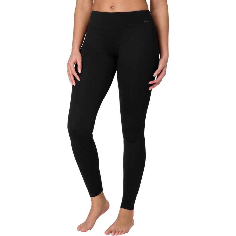 imageHanes Womens Base Layer Leggings Warm Leggings for Women MoistureWicking Odor ProtectionBlack