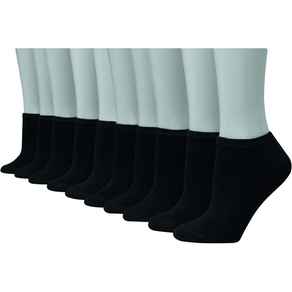 imageHanes Womens Cool Comfort NoShow Socks MoistureWicking Socks 14PackBlack 10 Pack