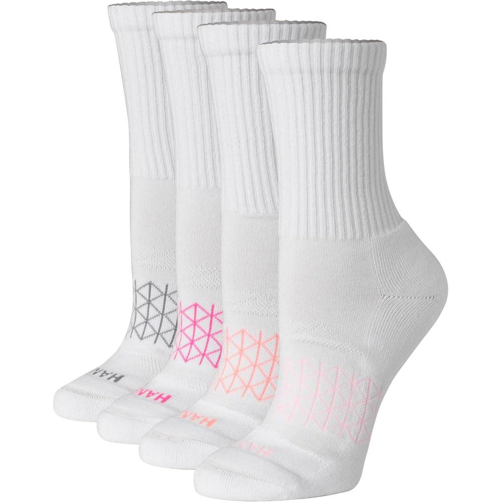 imageHanes Womens Cushioned Crew Socks Absolute Active Crew Socks For Women Seamless Toe 4PairsWhite