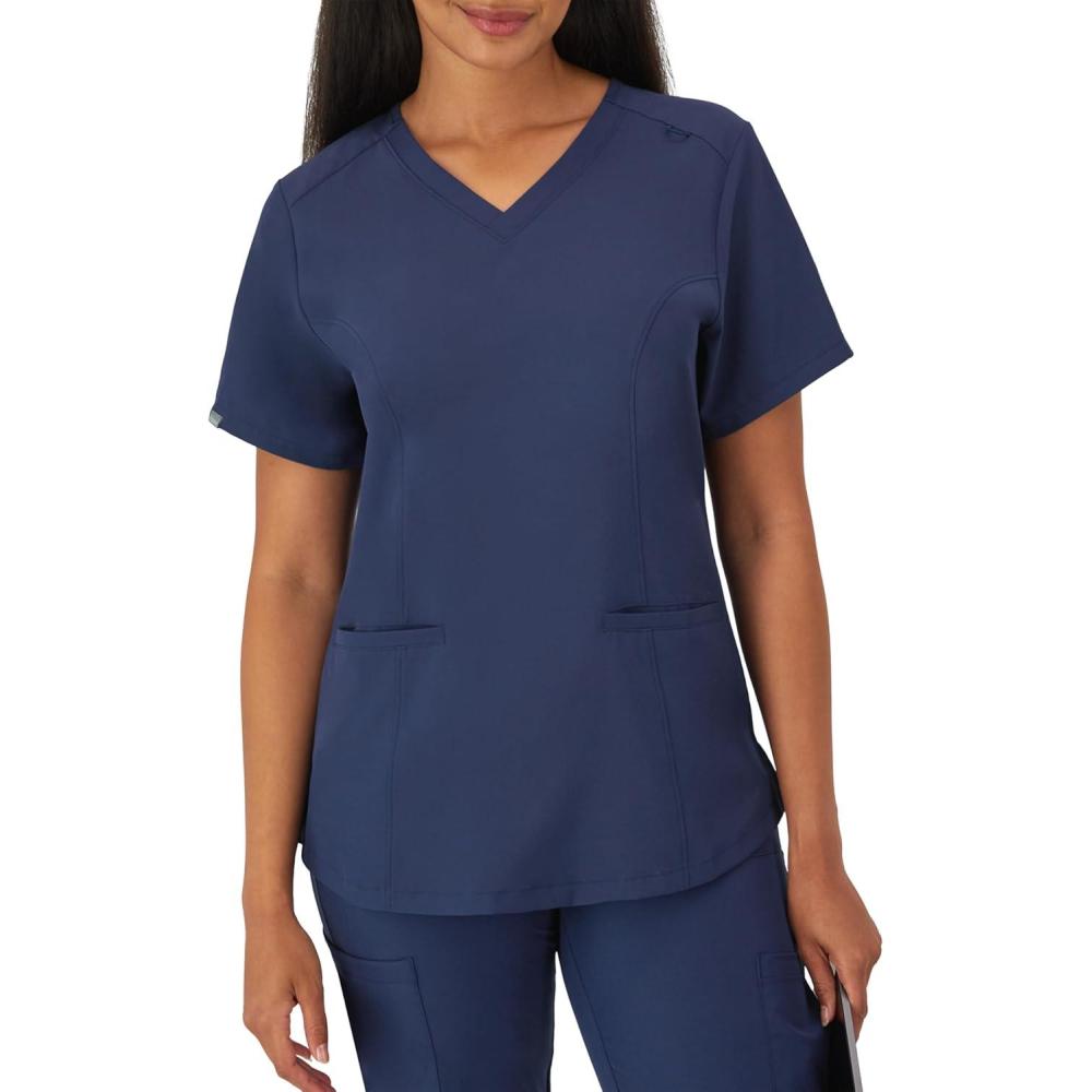 imageHanes Womens Healthcare Top with VNeckline MoistureWicking Stretch Scrub ShirtsAthletic Navy